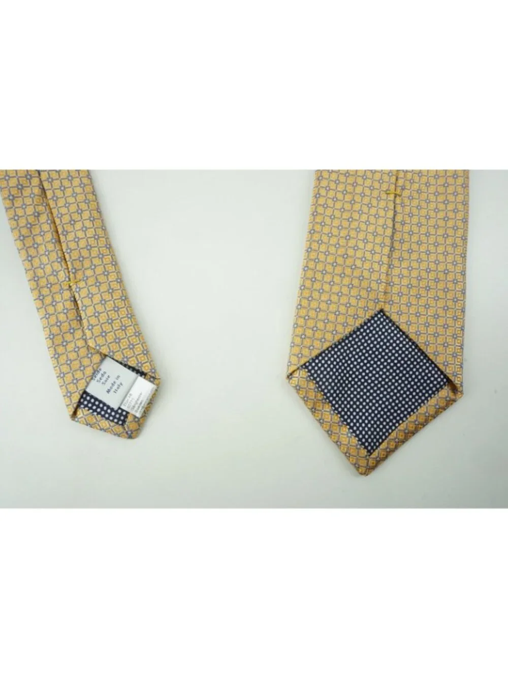 Eton Butter Yellow Lapis Blue Ditsy Micro Flower 100% Silk Tie Brand New Tags